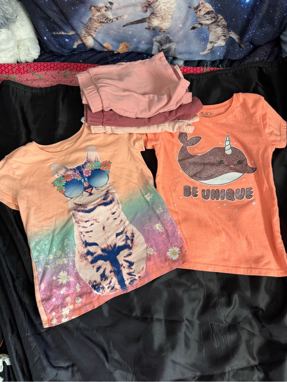 5 piece bundle: 2 Children’s Place Short Sleeve Tees and 3 Gerber Shorts size 4t